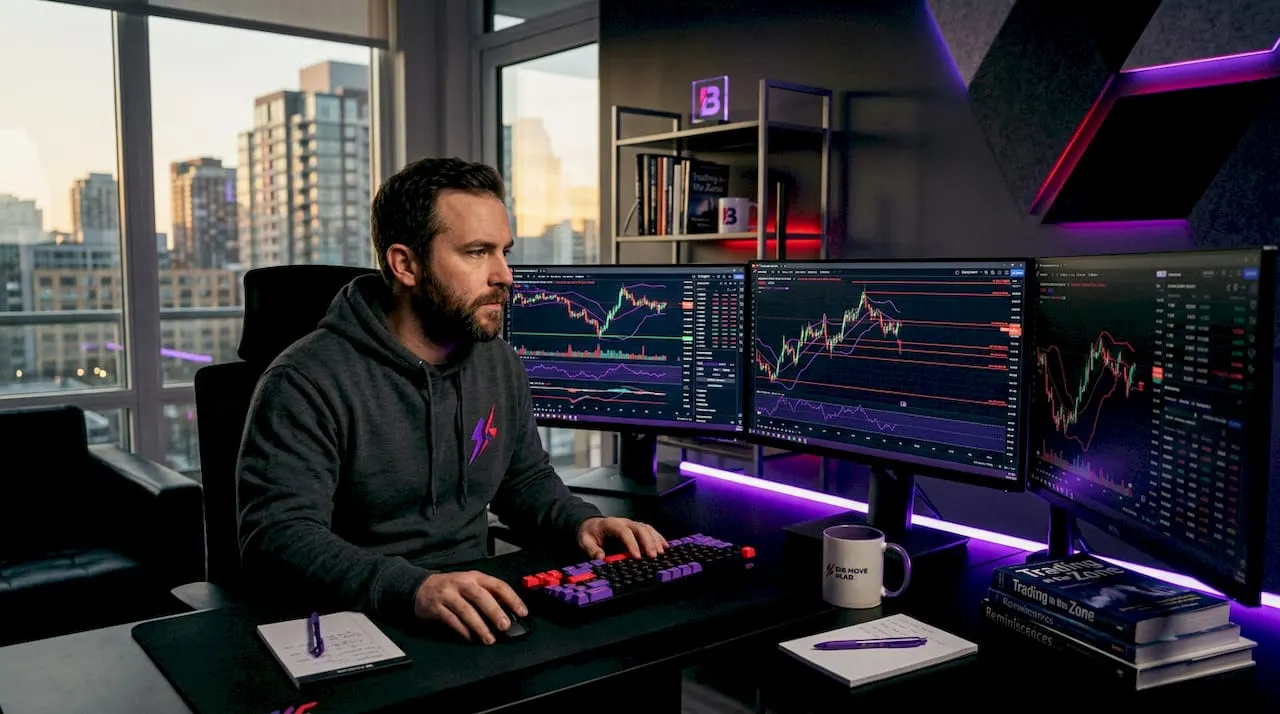 Retail trader analyzing charts on TradingView at home