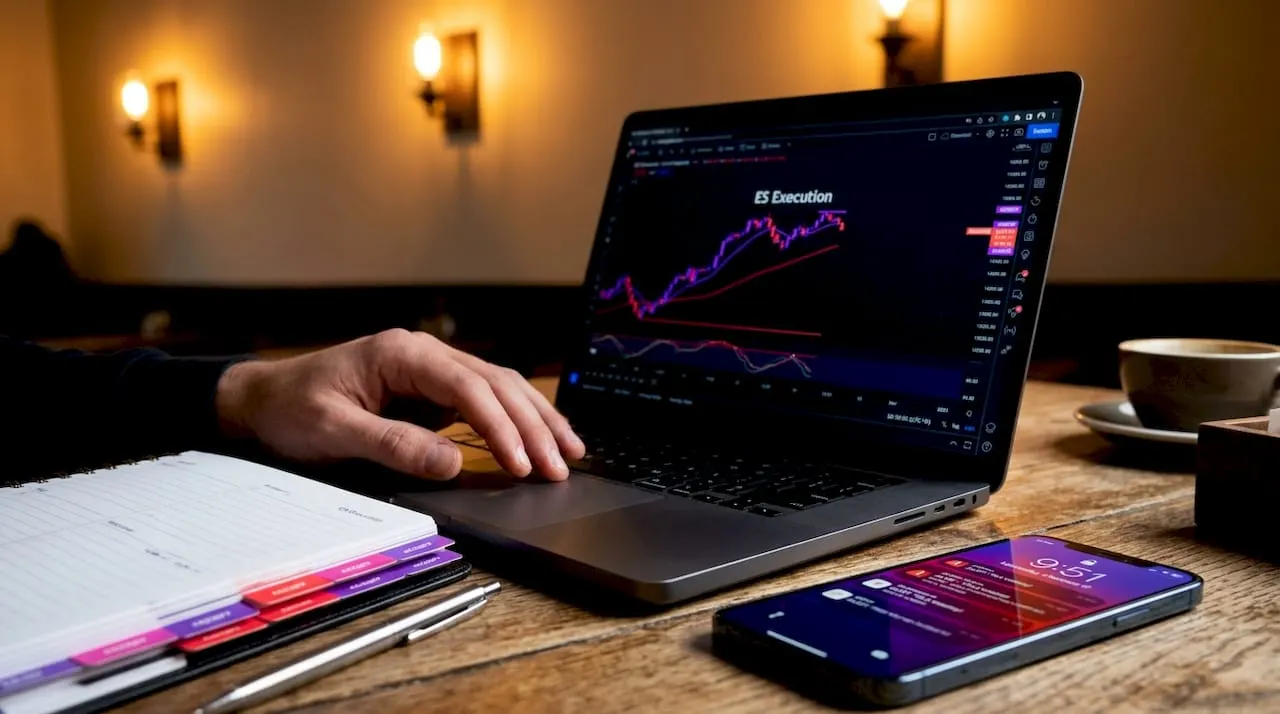 Hands adjusting TradingView layout roles on laptop
