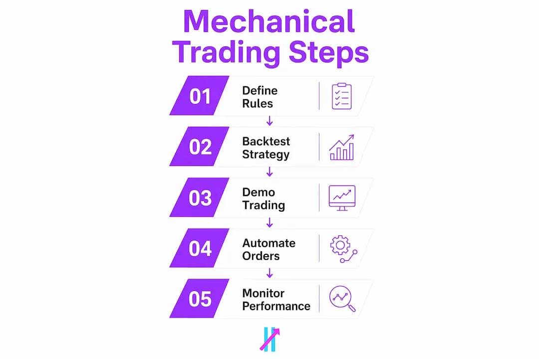 Infographic showing step-by-step mechanical trading process