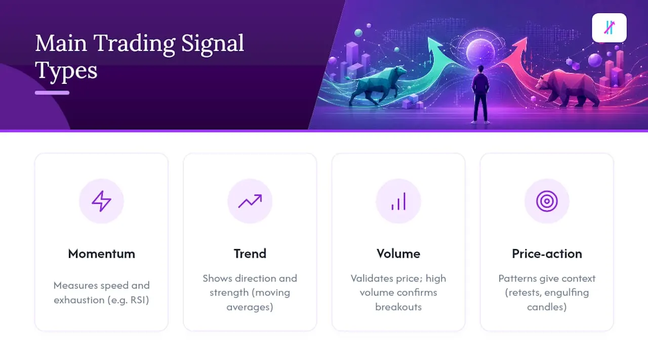 Diagram of main types of trading signals