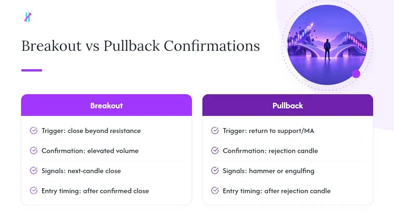 Breakout and pullback confirmation comparison
