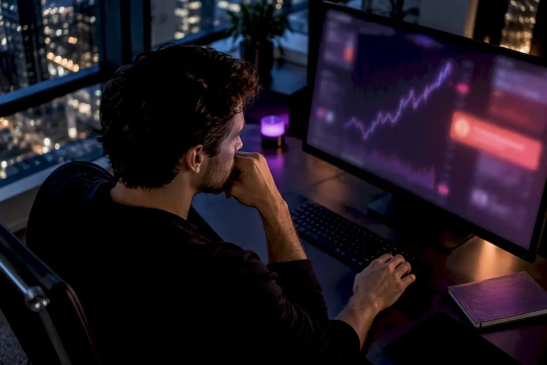 Trader reviewing a trailing stop alert
