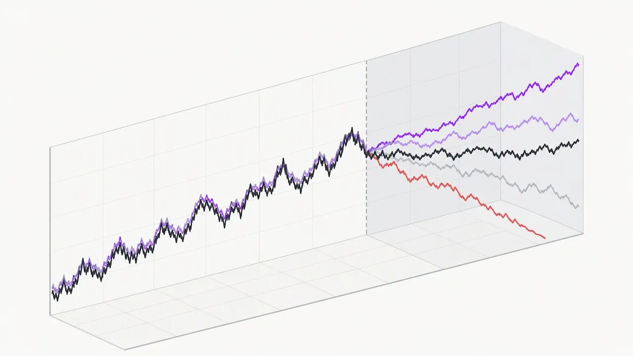 Curves fit historical noise but diverge later
