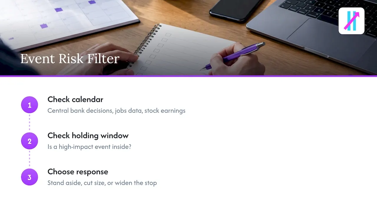 Calendar event filter and possible trade responses