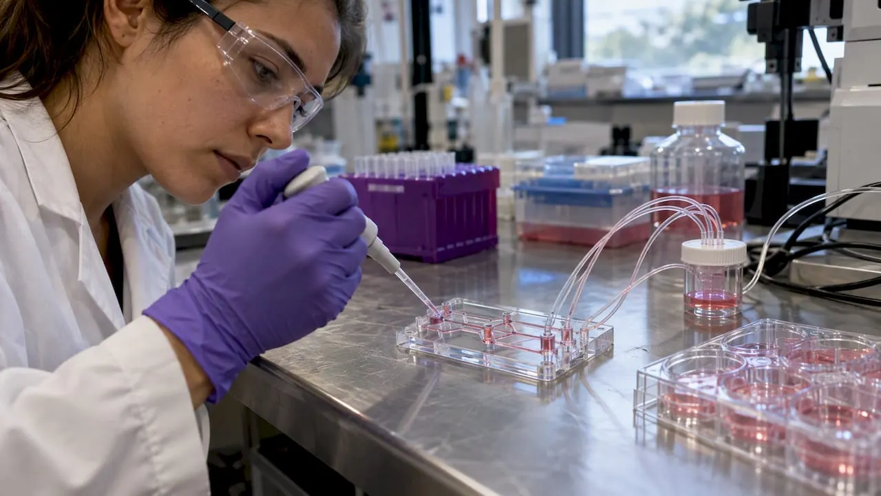 Microfluidic organ-on-chip beside cell culture wells